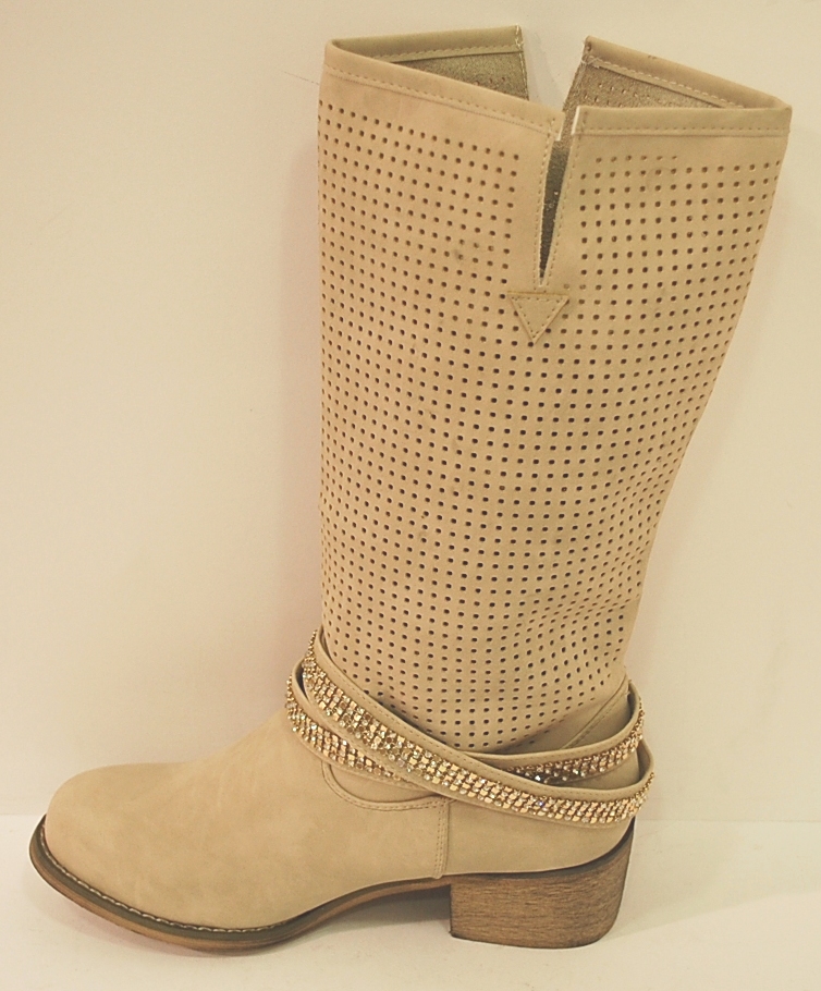 Beige slouch boots