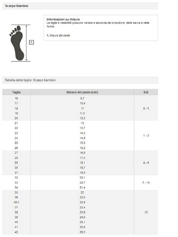misura scarpe adidas