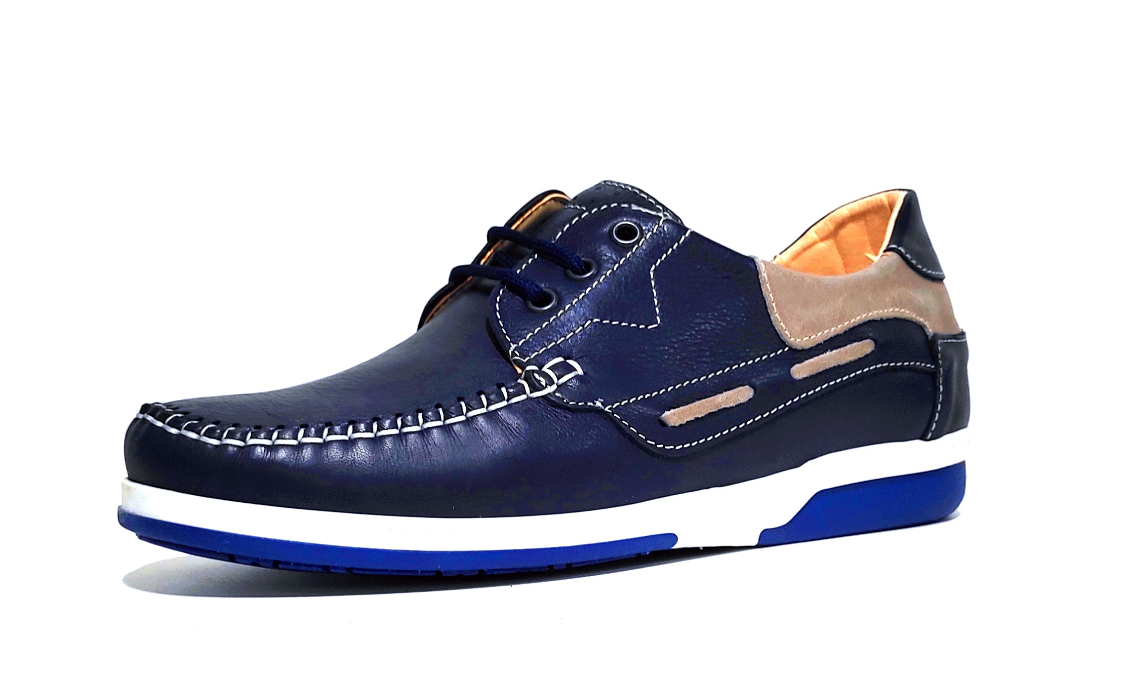 pronto moda crispino 410 scarpa blu vera pelle allacciata uomo estate scarpe mad - Afbeelding 1 van 1
