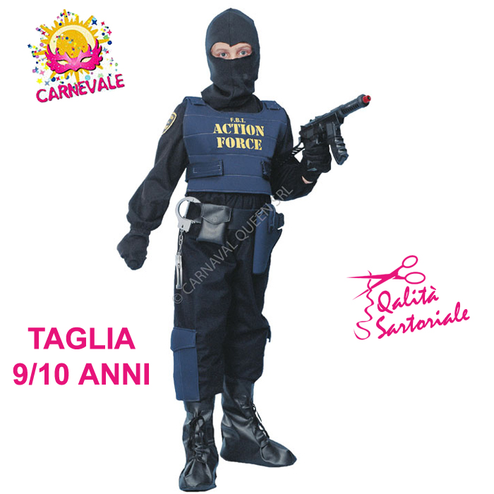 Costume Bambino Swat Agente Fbi Agente Segreto Travestimento Carnevale  Bambini S.W.A.T.