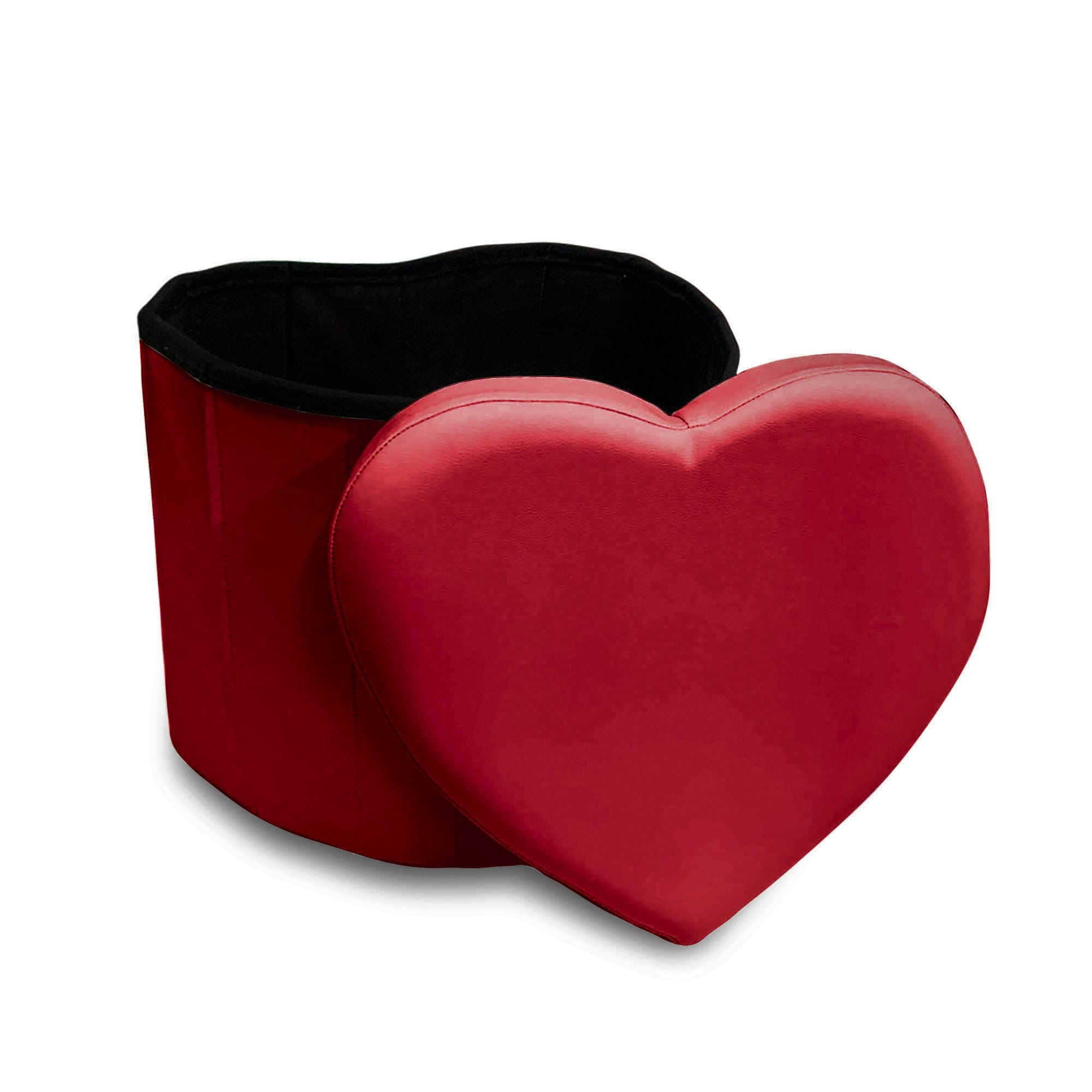 Pouf Contenitore a forma di cuore ecopelle colore rosso o bianco Idea  Regalo San Valentino 45 x 41 x 37 Cm - Bianco